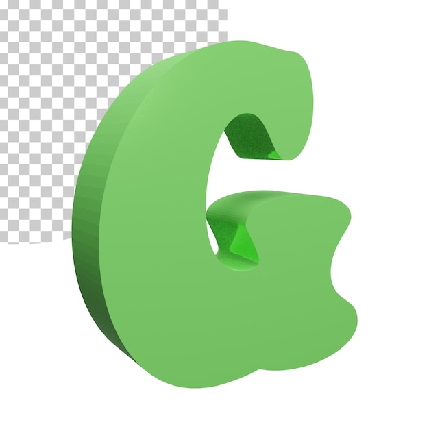 3d render green alphabet letter g