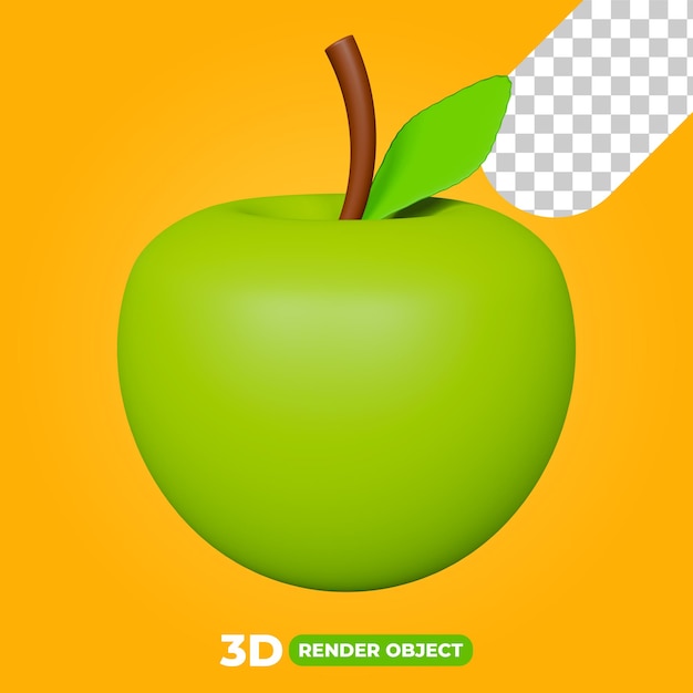 3D render of green apple illustration