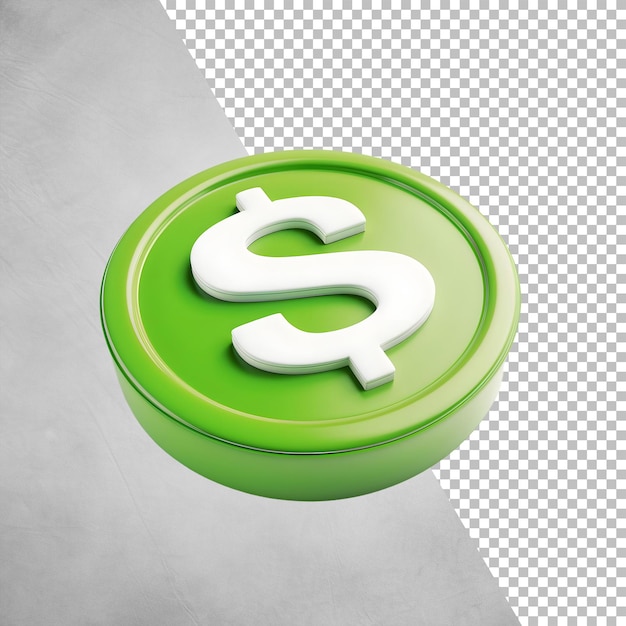 3d render Green Dollar Sign Icon with Transparency for Financial Design