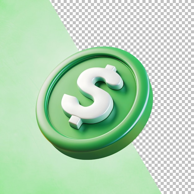 3D Render Green Dollar Sign Icons on Transparent Background for Financial Concepts