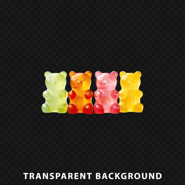 3D Render gummy bears isolated on transparent background