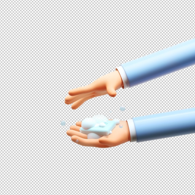 3D render hand motion trendy cartoon hands