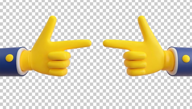 PSD 3d render of hands showing thumbs up and pointing isolated on transparent background