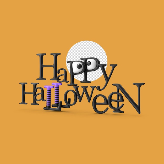 3d render Happy Happy Halloween Text