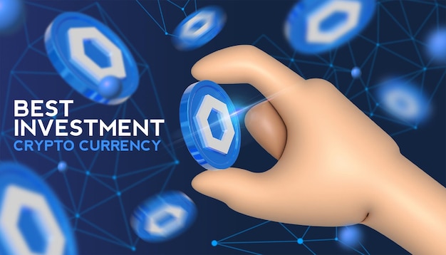 3d render holding token chainlink crypto coin