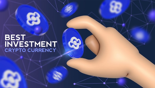 PSD 3d render holding token helium coin cryptocurrency