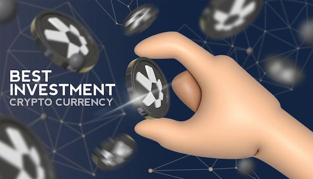 3d render Holding token Quant QNT coin cryptocurrency