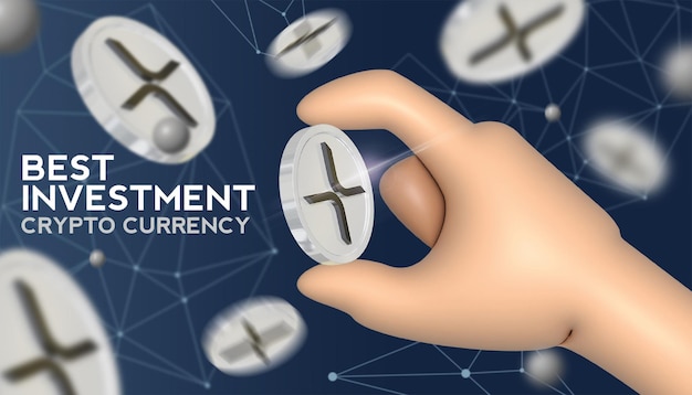 3D Render holding token XRP Ripple coin cryptocurrency