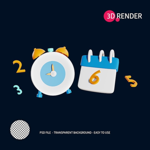 3d render icon alarm clock 9