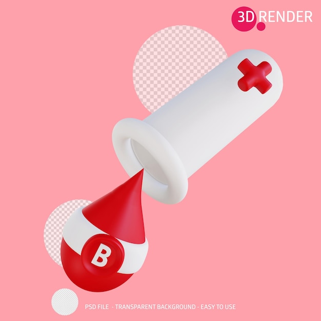 3d render icon blood typr