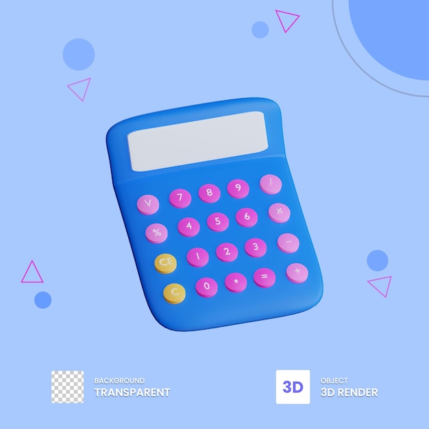 3D render icon calculator with transparent background