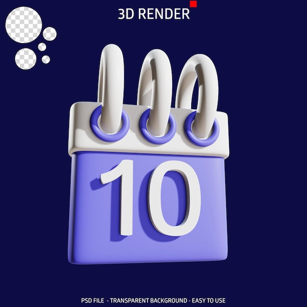 3d render icon calendar 2