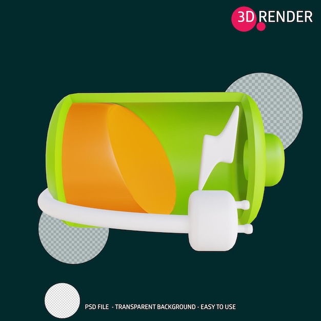 3D render icon charging battery