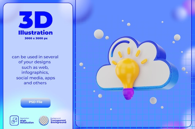 3d render icon Cloud Idea