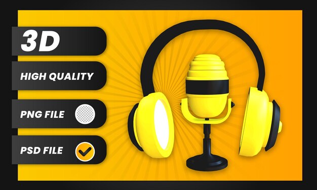 3d Render Icon headphone and microphone