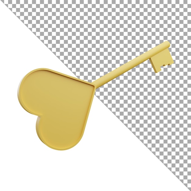 3d render icon key love