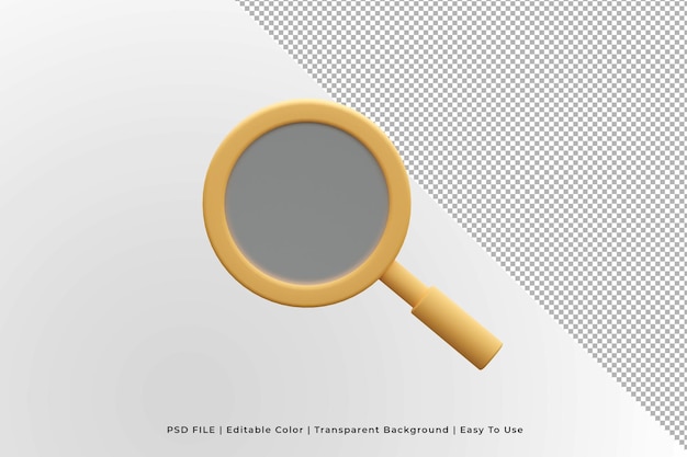 3d render icon magnifying glass