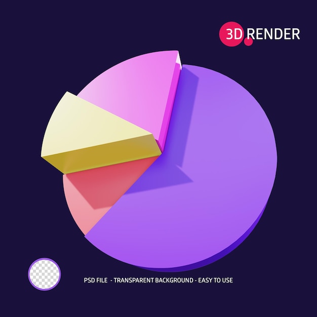 3d render icon pie chart 3