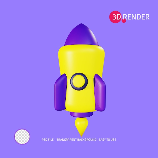 3d render icon Rocket 24