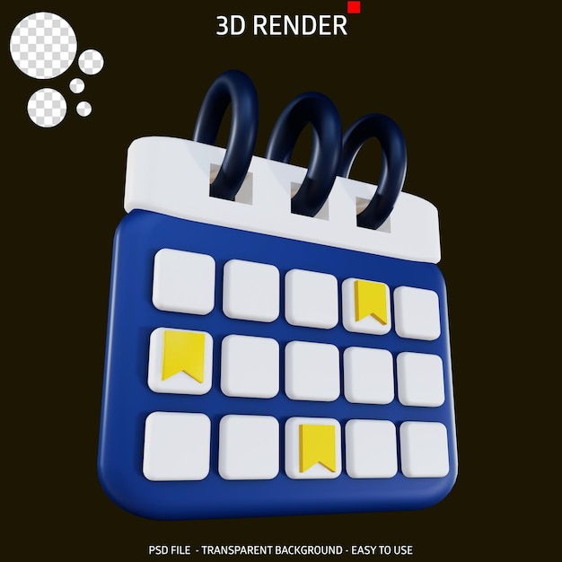 3d render icon save to date 3