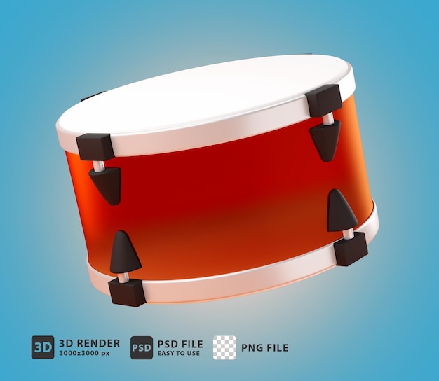 3d render icon snare drum