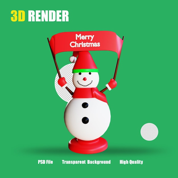 3D RENDER ICON SNOWMAN 4 CHRISTMAS