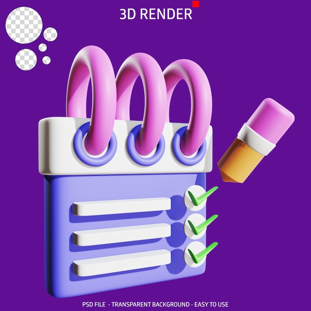 3d render icon target list 4