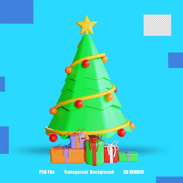 3D RENDER ICON TREE GIFT BOX