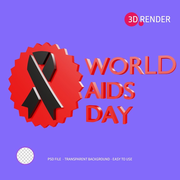 PSD 3d render icon world aids day 2