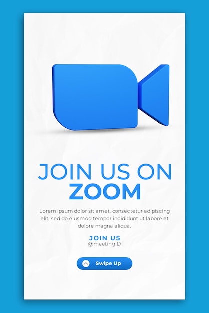 3d render icon for zoom and social media story template