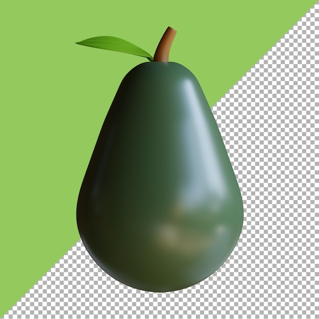 3D render illustration avocado cartoon