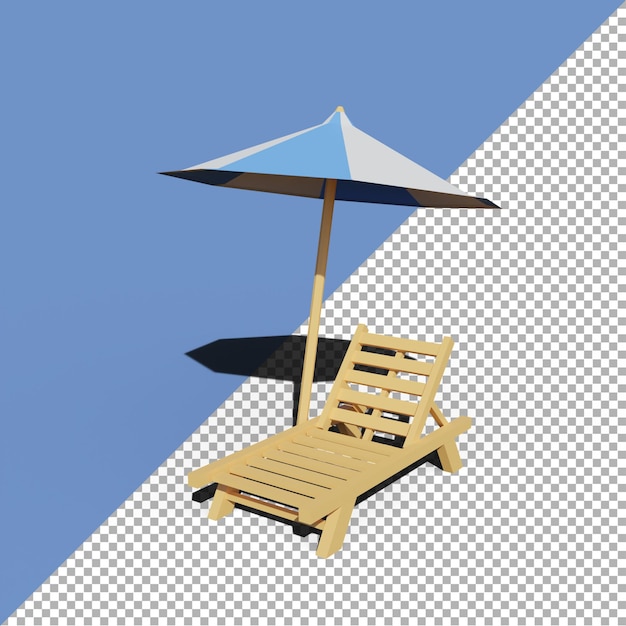 3D render illustration beach chair cartoon with shadow