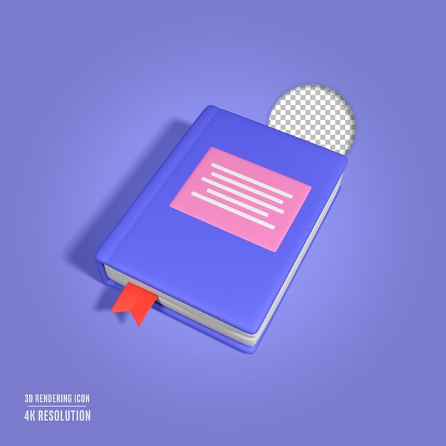 3d render illustration book isolated icon