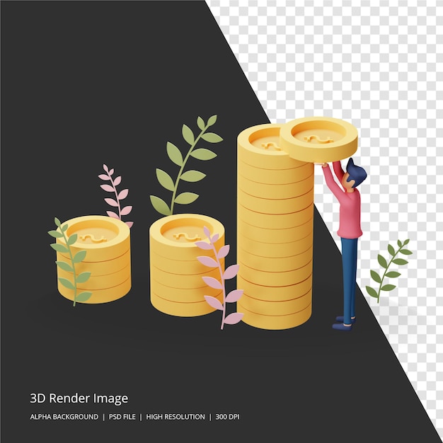 3d render illustration of business investment concept