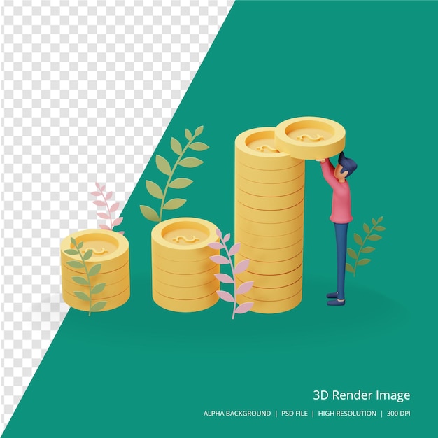 3d render illustration of business investment concept