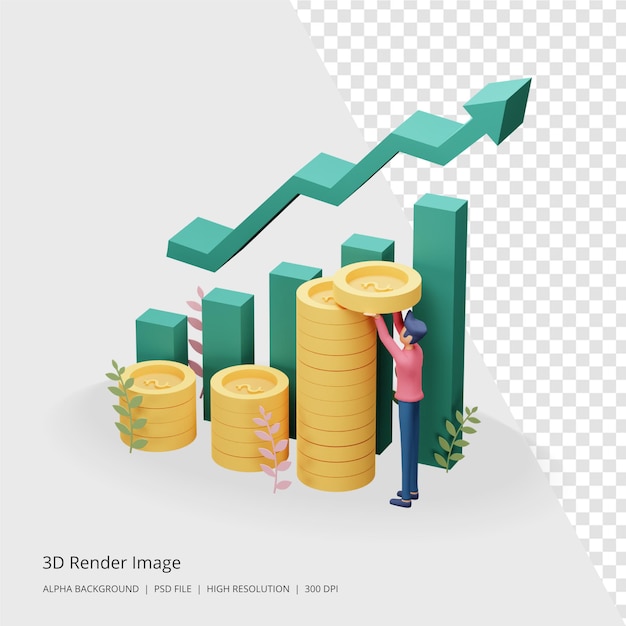 3d render illustration of business investment concept