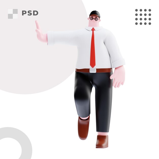 3d render illustration of Businessman leaning on one hand