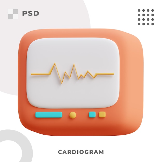 3d render illustration of cardiogram