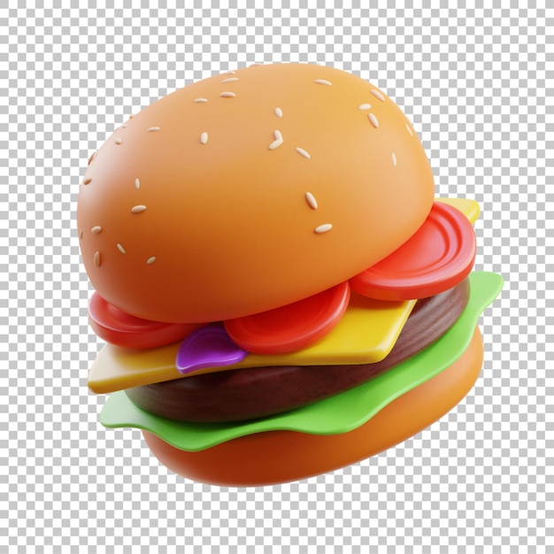 3D Render illustration of cheese burger isolated premium psd