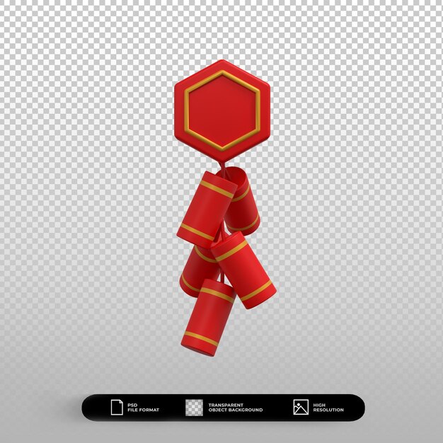 3d render illustration chinese new year firecrackers icon isolated