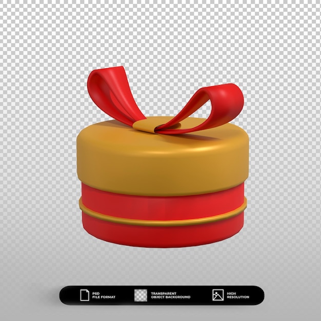 3d render illustration chinese new year red gold gift box icon isolated