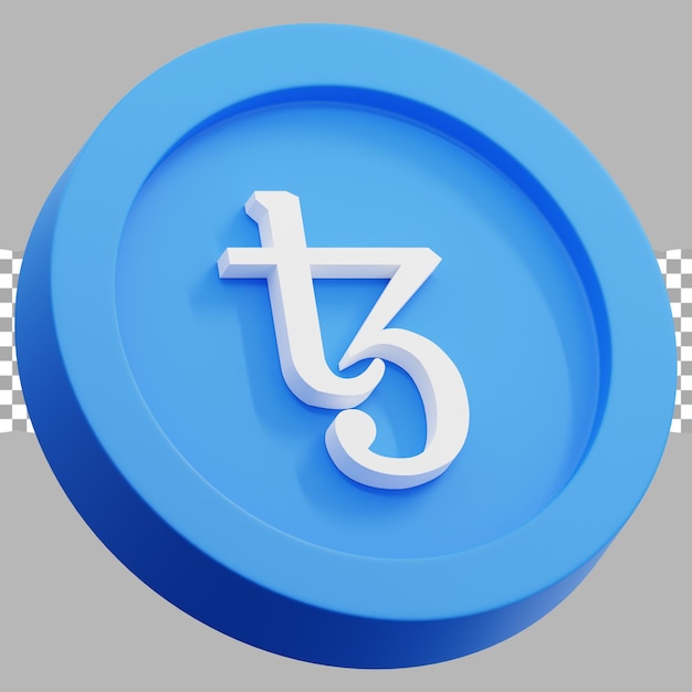 3d render illustration crypto logo tezos