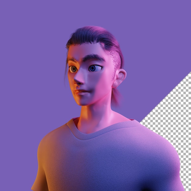 3D render illustration cyberpunk handsome man cartoon