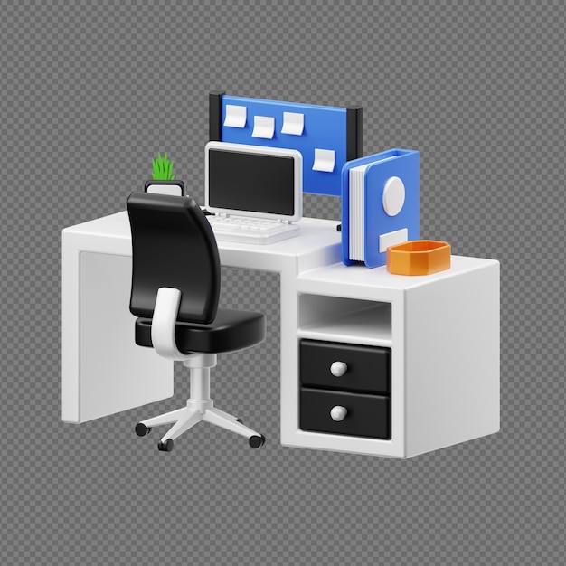 3D Render Illustration of Desk