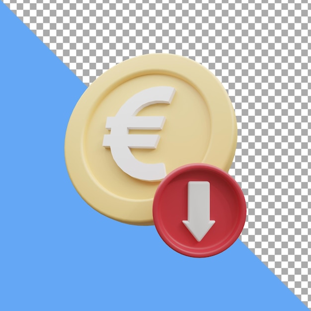 3d render illustration euro down