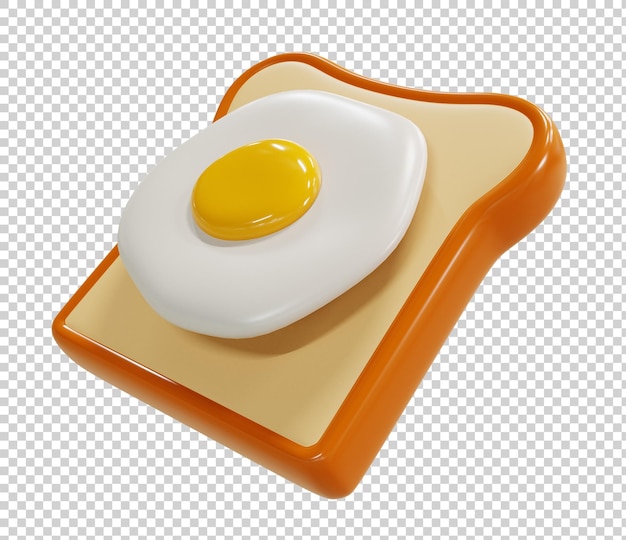 3D Render Illustration of Fried egg on toast isolated