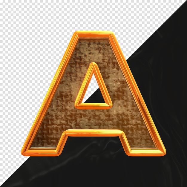 3D render Illustration. golden capital letter - A