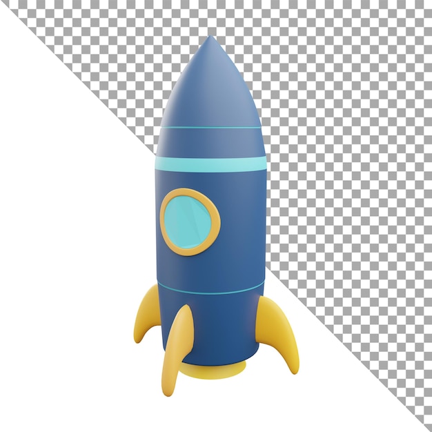 3d render illustration icon rocket