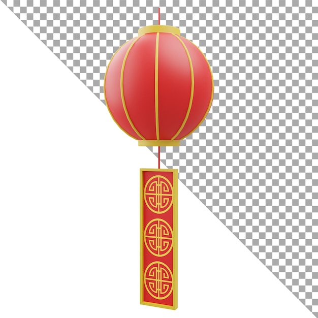 3d render illustration icon traditional lampion chinese