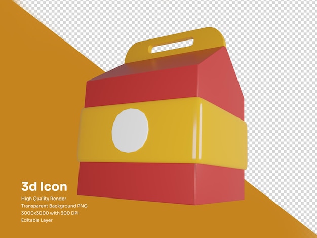 PSD 3d render illustration of lunch box